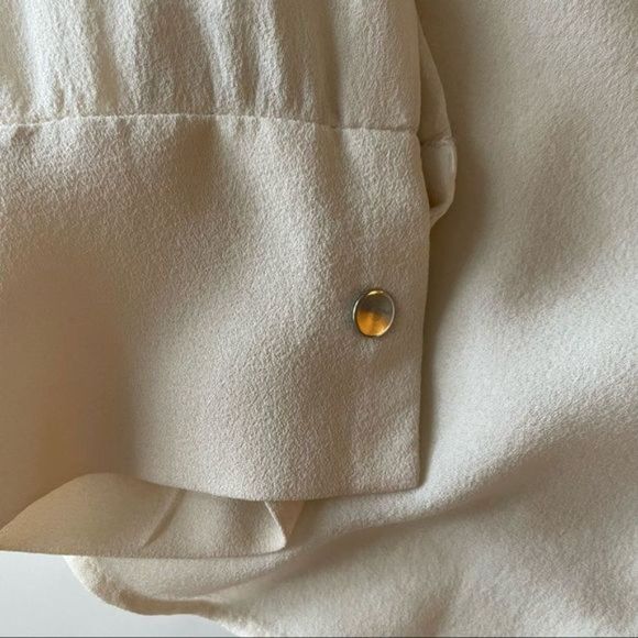 A.L.C 100% silk v-neck long sleeve blouse white cream - Picture 3 of 7